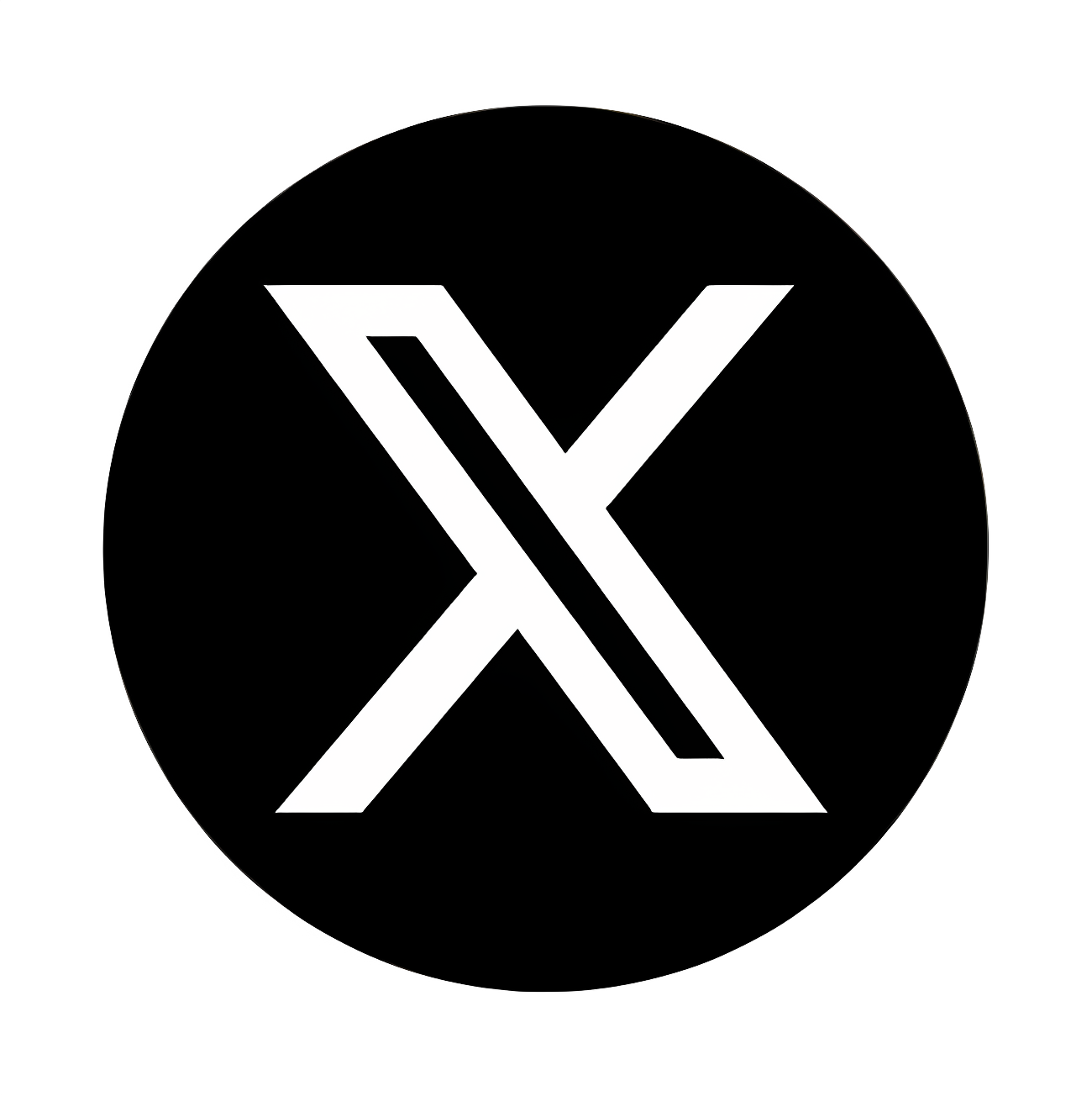 Social Media X logo, black background with white X in the middle