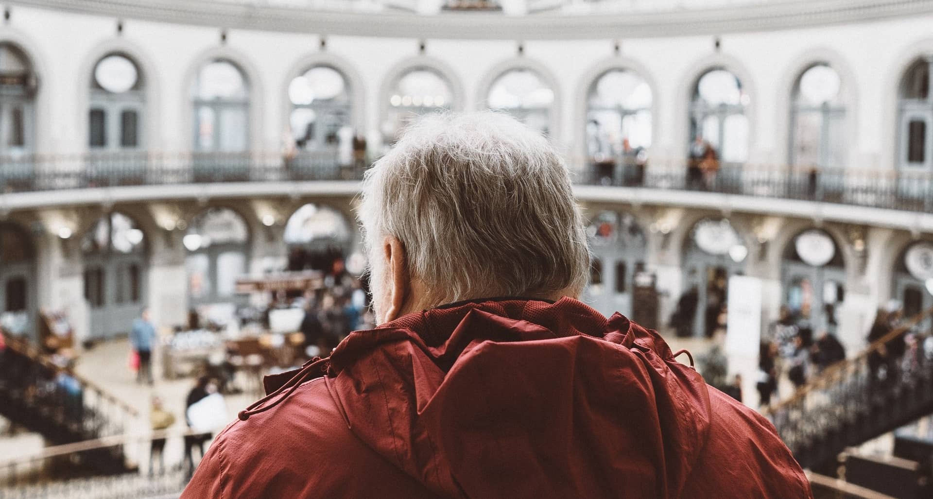 Teacher looking over the beautiful museum from the 2nd floor